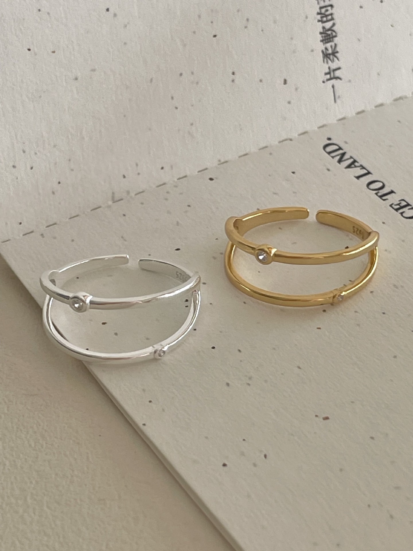 18K Gold Plated 925 Sterling Silver Zircon Geometric Open Rings 925 Sterling Silver Rings display picture 12