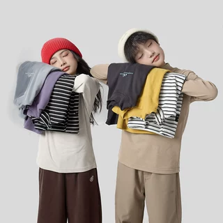 2025秋冬新款德绒自发热半高领儿童打底衫 男女童t恤保暖内搭上衣