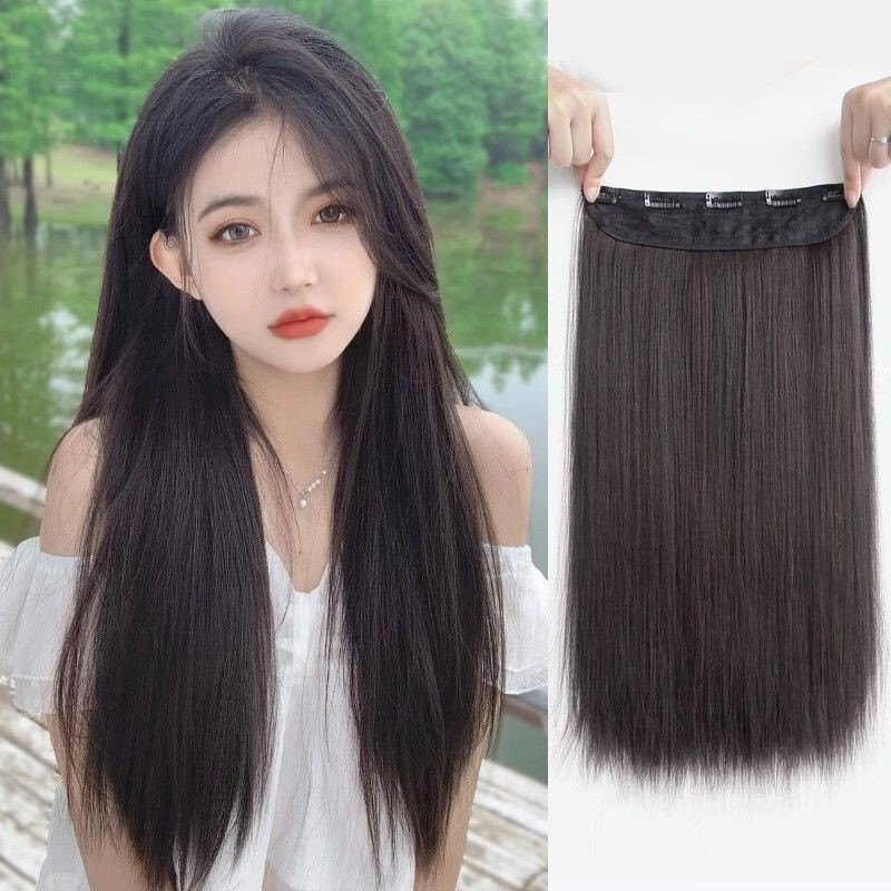One-Piece Hairpiece for Women, Long Hair, Fluffy, Increases Hair Volume, Invisible Hair Extension Patch, Lightweight Realistic Hair, Long Straight Hair Wig One-Piece Hairpiece for Women, Long Hair, Fluffy, Increases Hair Volume, Invisible Hair Extension Patch, Lightweight Realistic Hair, Long Straight Hair Wig
