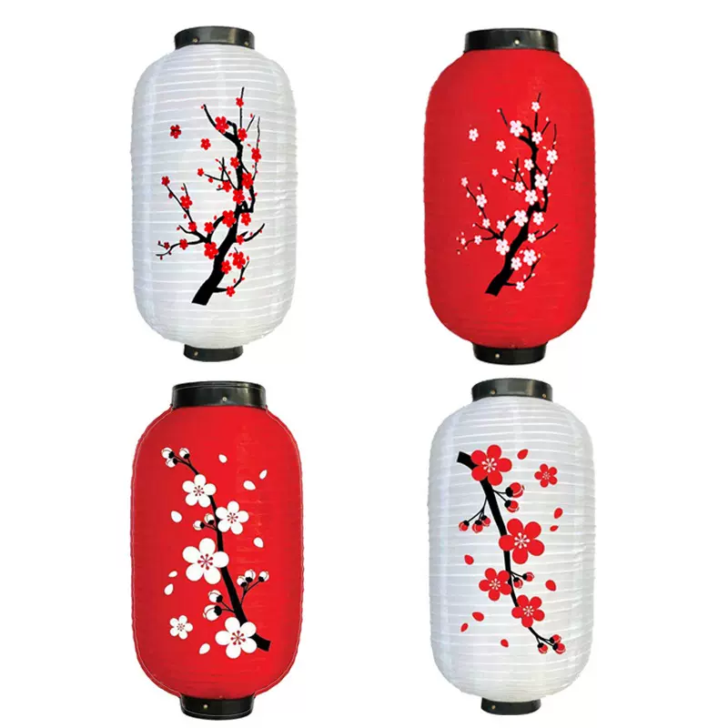 日式灯笼和风韩式折叠中秋绸布灯笼提吊灯梅花古风寿司料理装饰