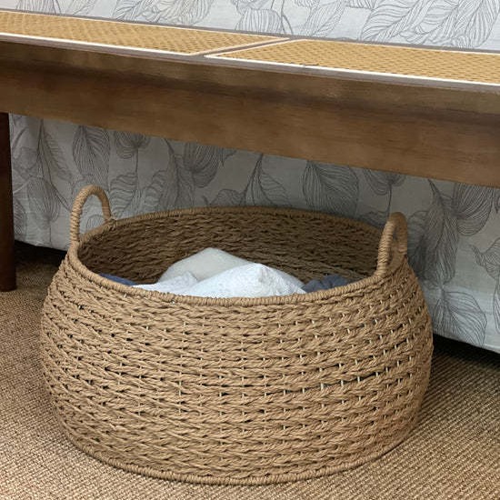 Cuerda de papel tejida cesta de almacenamiento cesta de organización escritorio mesa de café ropa juguete merienda pastoral cesta de almacenamiento caja de almacenamiento