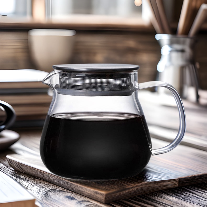 Glass coffee pot portable with lid filter household coffee appliance sharing pot cold extraction pot simple hand punch pot