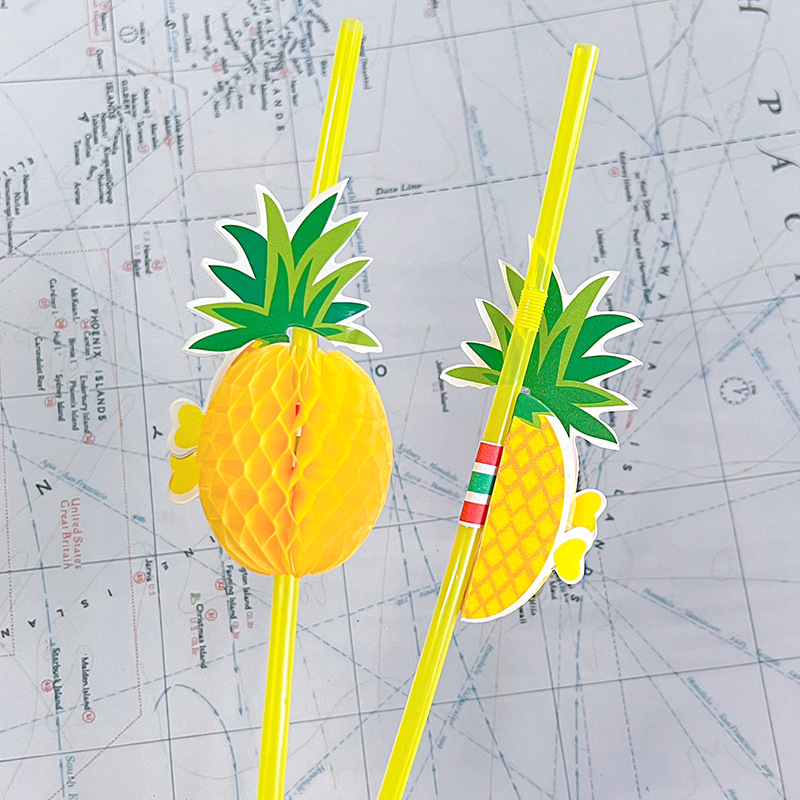 Paja de plástico nido de abeja paja de piña tridimensional paja de bebida flexible desechable