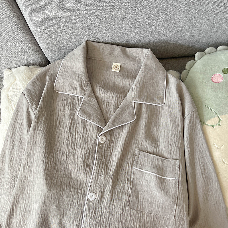 Primavera y otoño nuevos pijamas de algodón de nube de hombre delgados simples de color sólido de ocio engordado y ropa de hogar grande al por mayor
