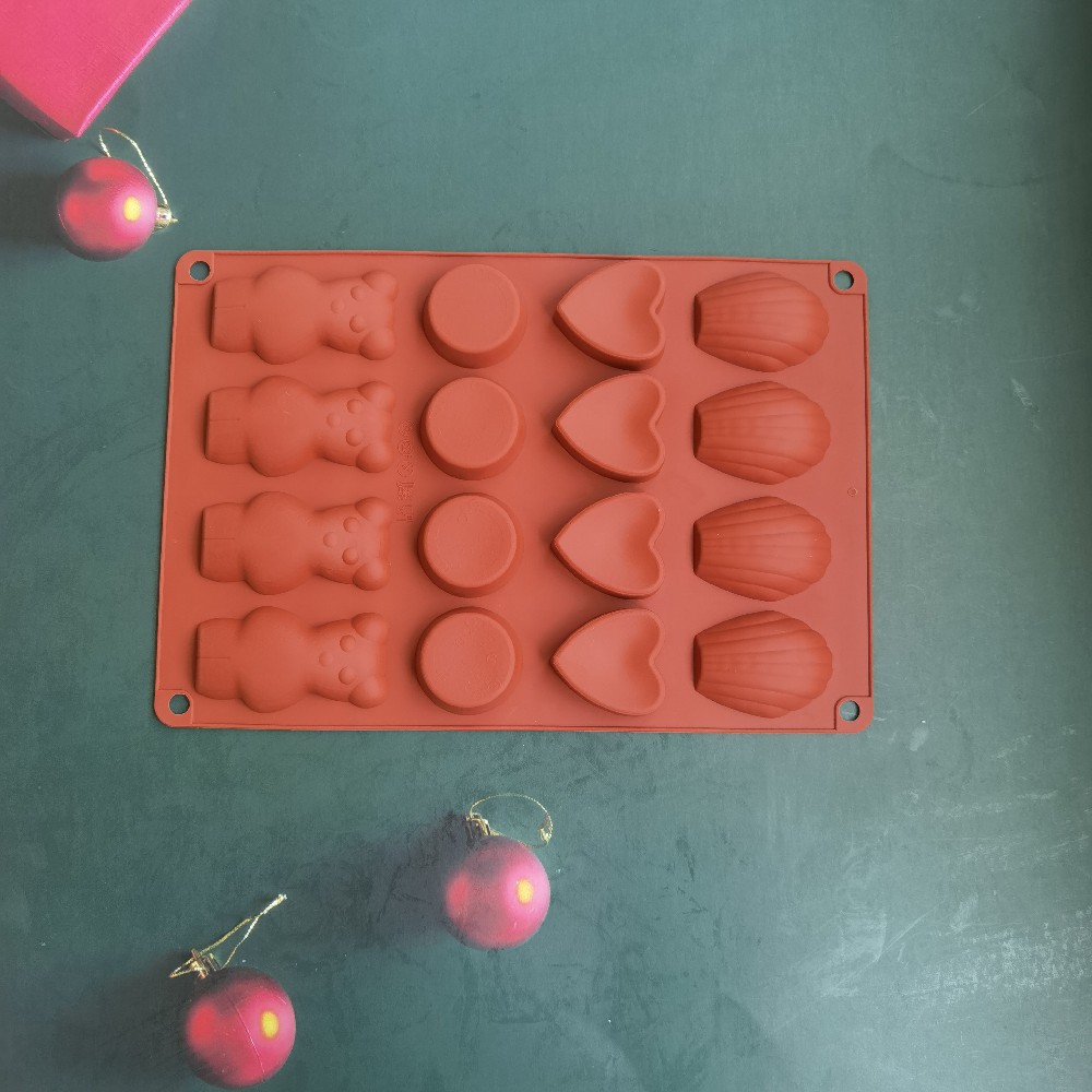 16 cuatro grupos de amor de oso 8 molde de silicona pastel helado pudín molde de postre jabón utensilios