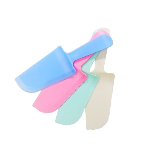 Disposable cake knife, cake tableware, knife, fork and plate wholesale, individually packaged, plastic serrated knife, thickened frosted spatula