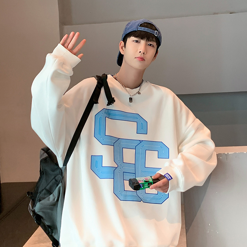 Klein azul chaqueta de hombre cuello redondo suelto in ropa de moda primavera y otoño falso dos camisas de manga larga