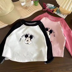 純棉卡通印花春秋季兒童長袖圓領t恤打底衫洋氣男女寶寶套頭上衣