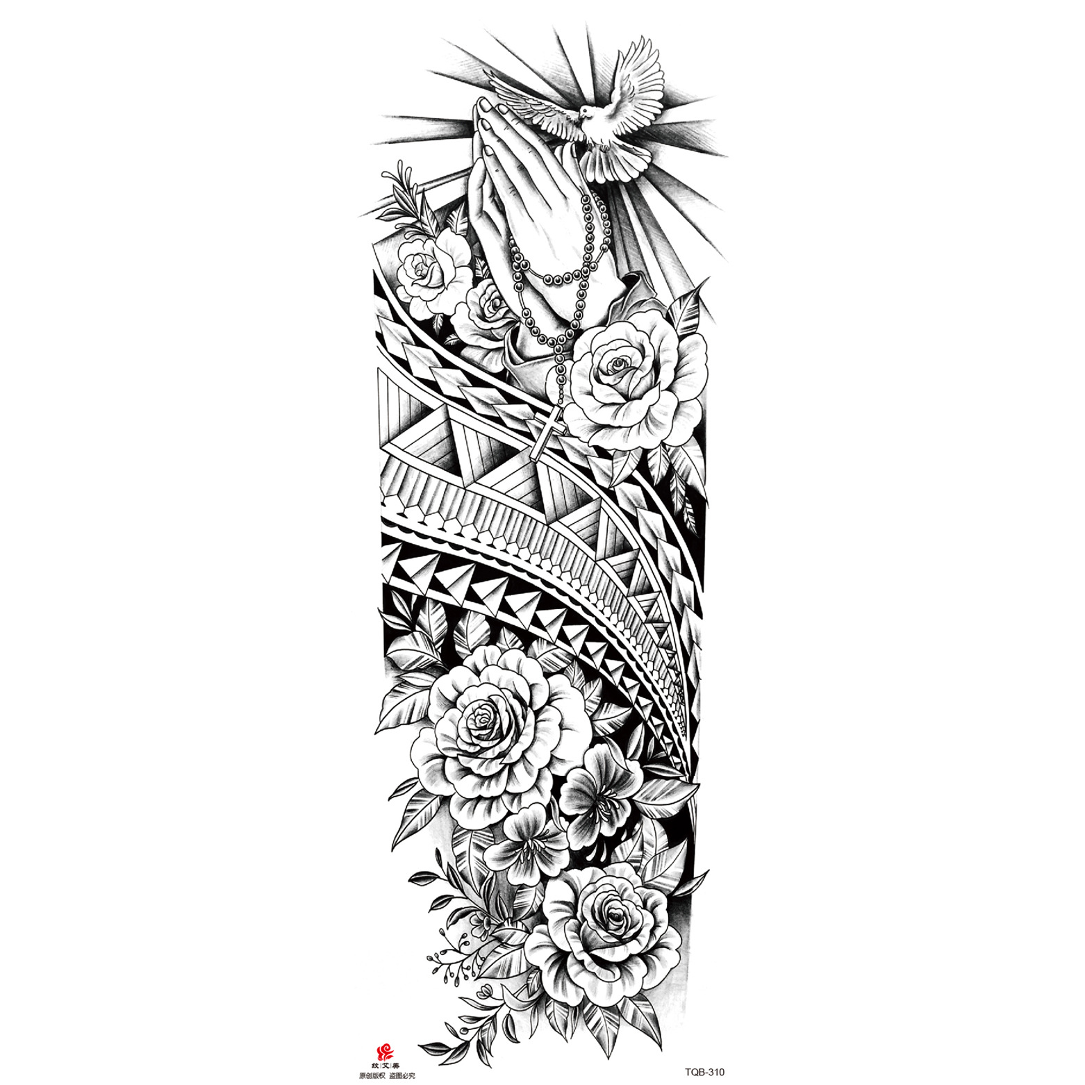 Pegatinas de tatuaje de brazo largo de flor brazo completo tatuaje impermeable tatuaje temporal en stock al por mayor pegatinas de tatuaje de brazo completo