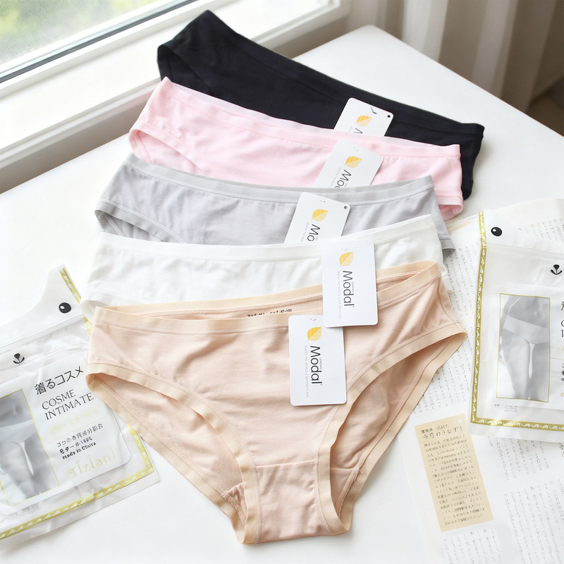 Slim Low-Waist Triangle Panties for Women, Summer Underwear, Japanese-Style Modal Briefs for Petite Women