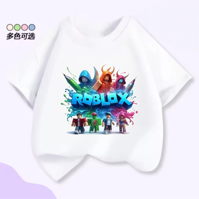 2026 New Roblox Lego Character Short-Sleeved Summer Cartoon Print Round Neck Casual T-Shirt for Boys and Girls 2026 New Roblox Lego Character Short-Sleeved Summer Cartoon Print Round Neck Casual T-Shirt for Boys and Girls
