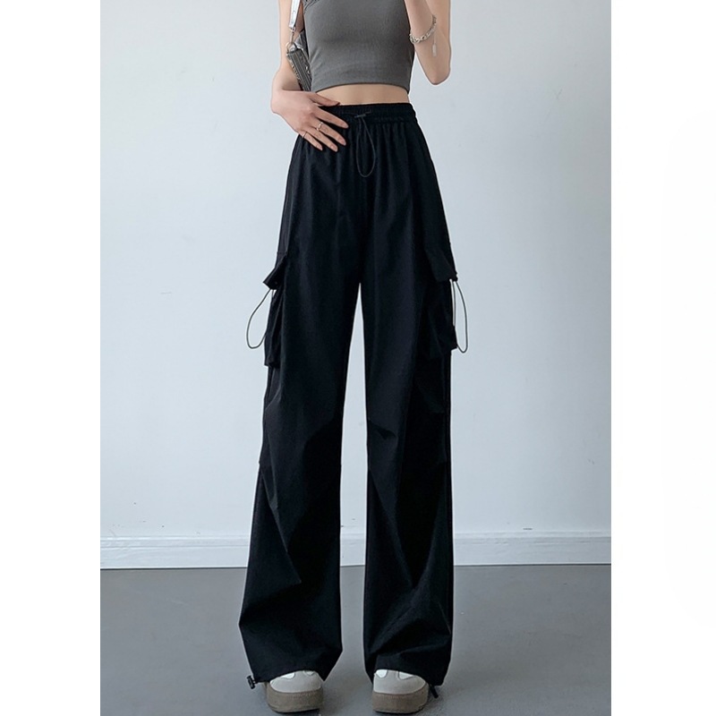 Pantalones Cargo Anchos para Mujer, Poliéster, para Primavera y Otoño