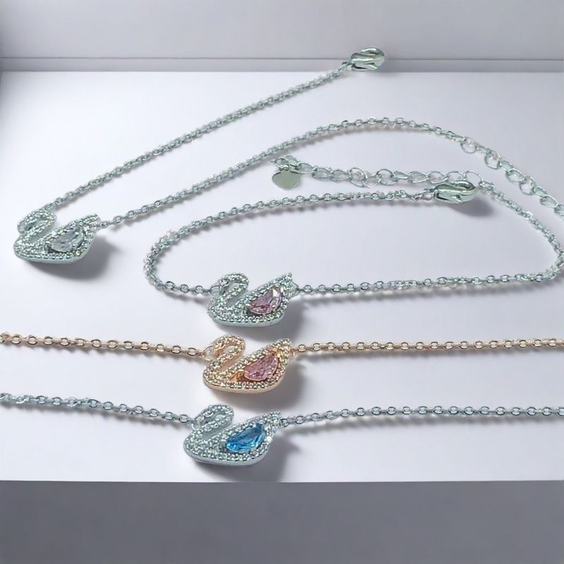 Light Luxury Summer New Little Swan Bracelet Elegant Clavicle Chain Women's Jewelry Sky Blue Pink White