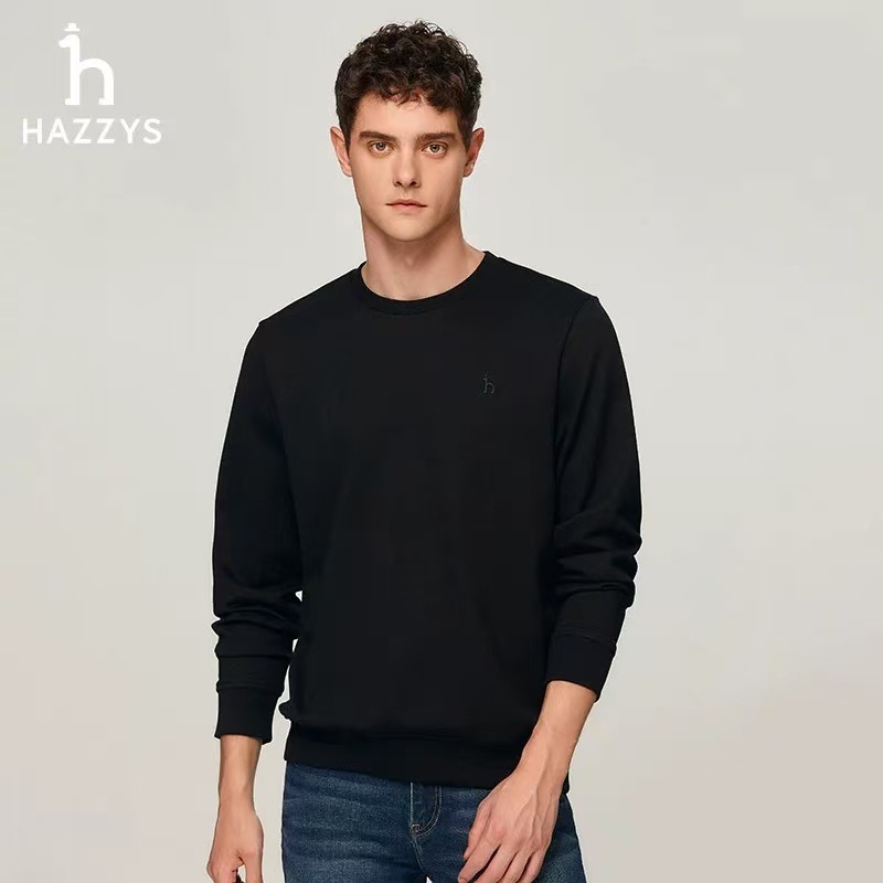 跨境Hazzys哈吉斯男装卫衣春夏简约时尚宽松休闲圆领套头上衣|undefined