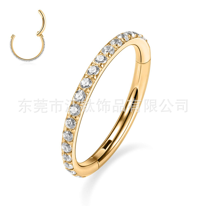 G23 Titanium Nose Ring Seamless Closed Ring CZ Micro-Inlaid Zircon Nose Stud Hoop for Women Men detail image 17