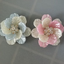 双层花朵 头饰玫瑰白菜叶亚克力塑料 S005手缝花ABS仿珍珠牡丹