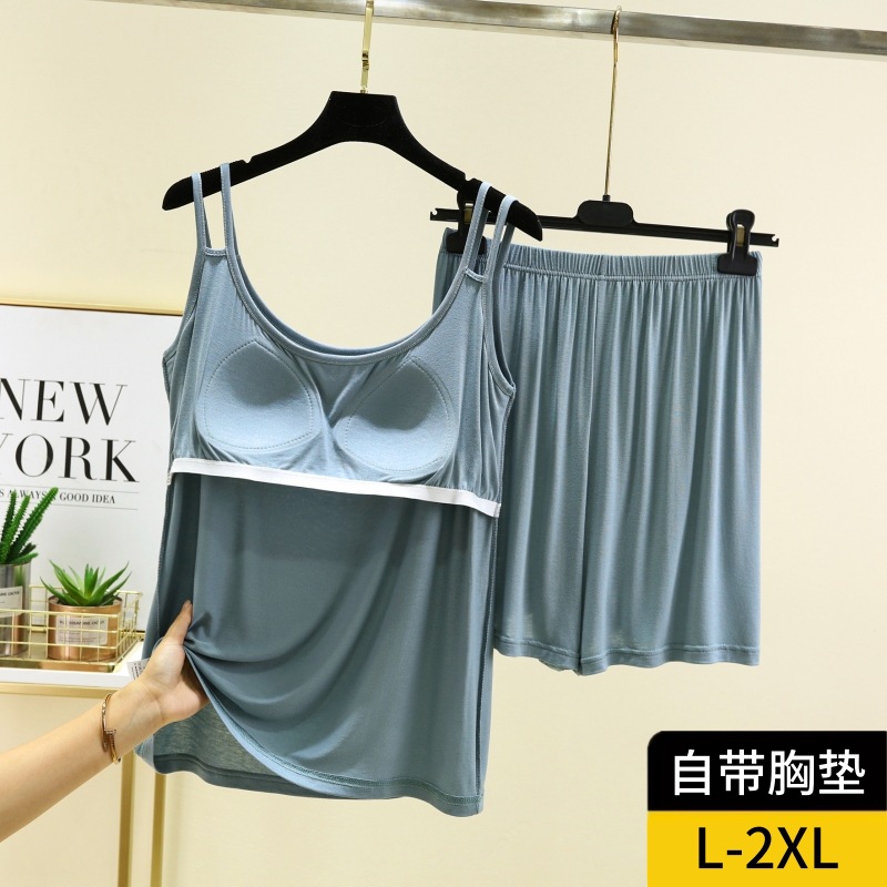 Shoulder Suspenders Shorts with Chest Pad Home Clothes Women's Summer Thin suit Outer Wearing Modal Pajamas Pajamas Two-piece Set