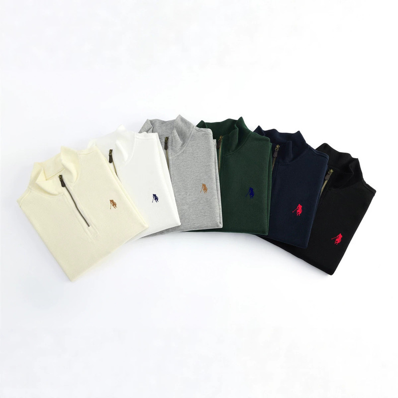 2026 Spring and Autumn American Classic Pure Cotton Rl Pony Logo Embroidered Stand Collar Sweatshirt Half-Zip Knit Long-Sleeve Jacket 2026 Spring and Autumn American Classic Pure Cotton Rl Pony Logo Embroidered Stand Collar Sweatshirt Half-Zip Knit Long-Sleeve Jacket