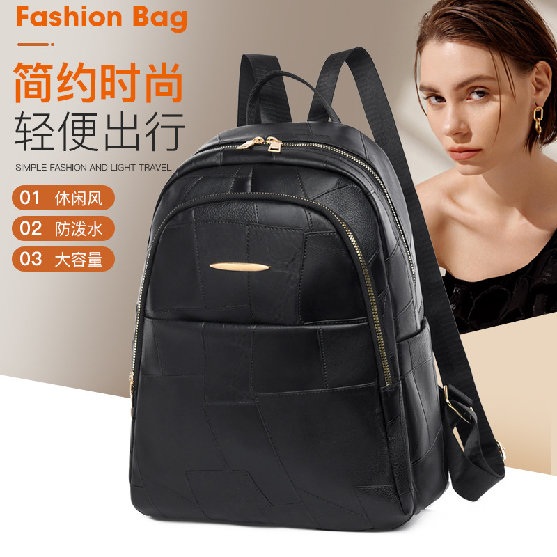 Mochila para mujer de gran capacidad 2024 nueva moda simple mochila de color sólido para mujer viaje de viaje mochila ligera al por mayor