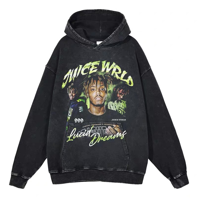 Eminem Travis Scott Tupac XXX American Hip Hop Rap Vintage Imprint Water Washed Hooded Sweater