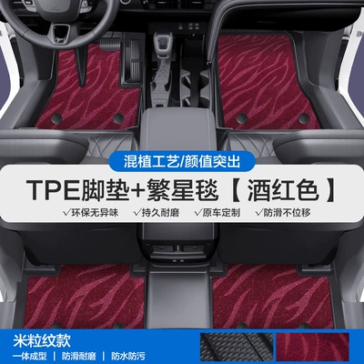 Modelə uyğun ayaqaltı – Bz3X, 4X, Bz5Tpe Car Floor - please-leave-a-message-or-note-the-model-year-when-placing-an-order-rice-grain-pattern-tpe-door-sill-mat-red-starry-blanket