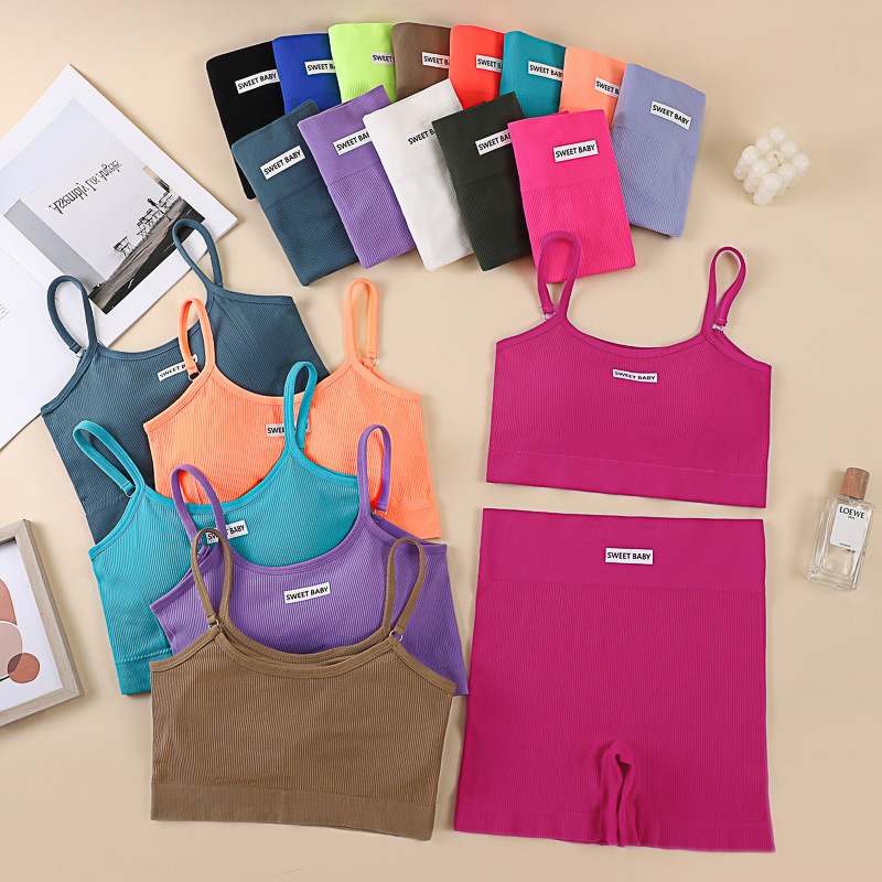 Sling Bra suit Women's Sexy Gather-Back Sports Fitness Shockproof Vest Underwear Cross-Border Shorts