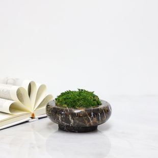 Nordic Light Luxury Marble Green Plant Moss Green Landscape Pot Ornament for Entrance, Hotel Sales Office, Model Room Side Table Decoration