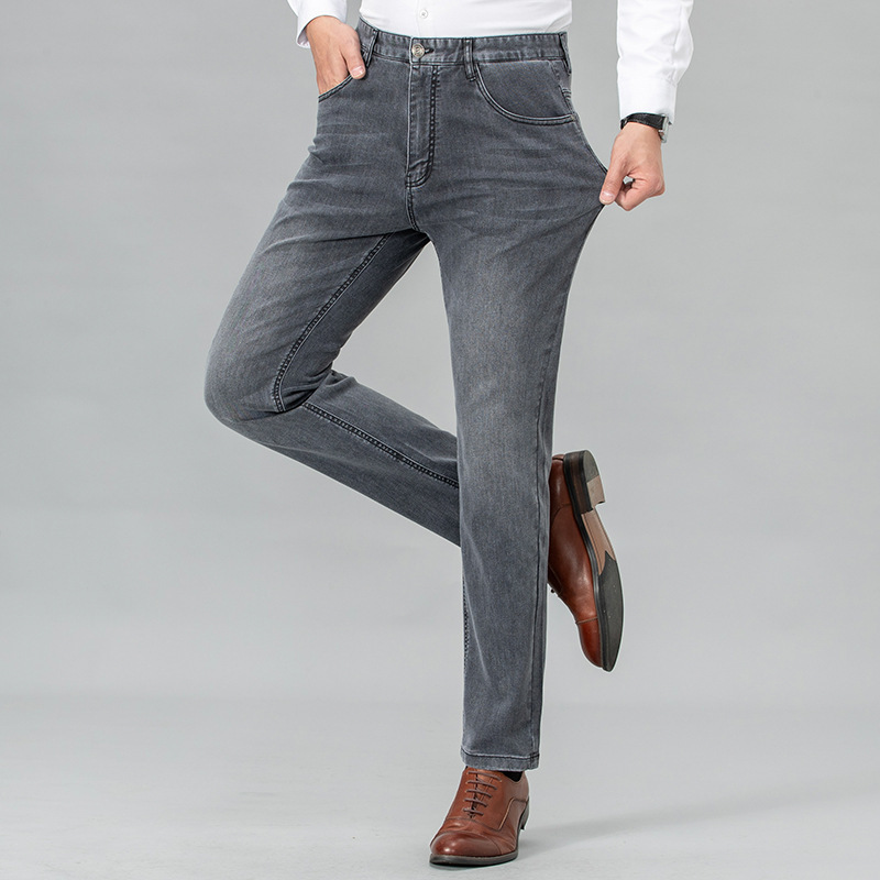 2025 Summer Thin Gray Jeans for Men, Simple, Fashionable, Versatile, Trendy, Stretchy, Slim-Fitting, Casual Pants for Small Feet 2025 Summer Thin Gray Jeans for Men, Simple, Fashionable, Versatile, Trendy, Stretchy, Slim-Fitting, Casual Pants for Small Feet