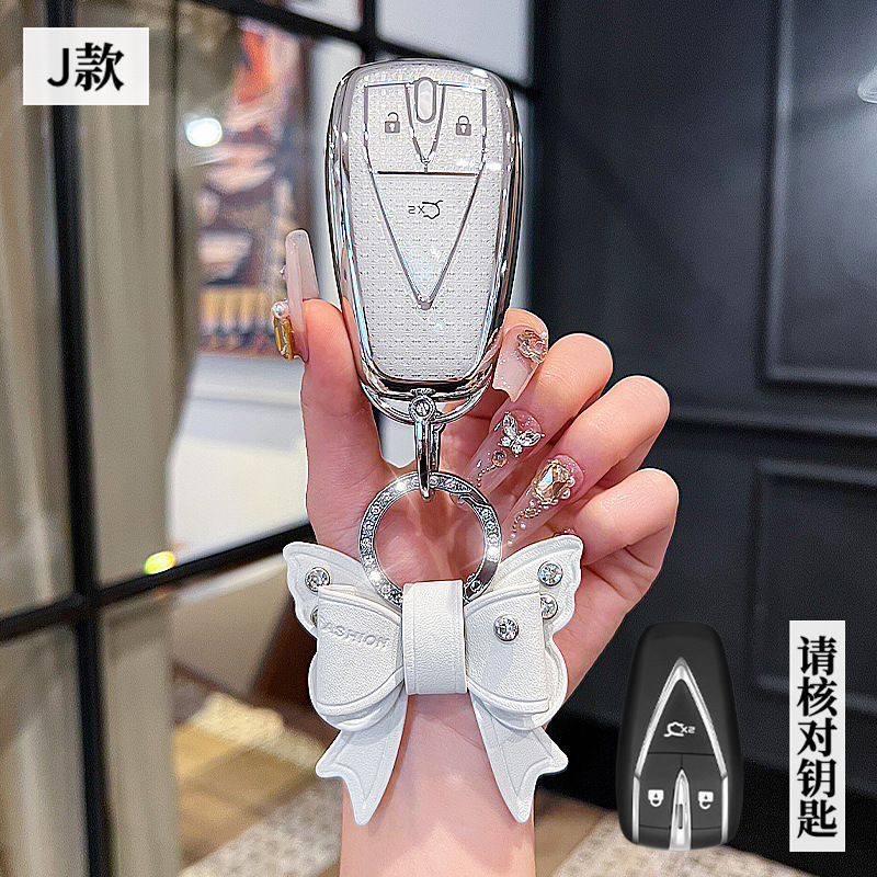 장안 J 모델 - 스마트 3버튼 [크리스탈 화이트 싱글 쉘] + 보우 다이아몬드 버클