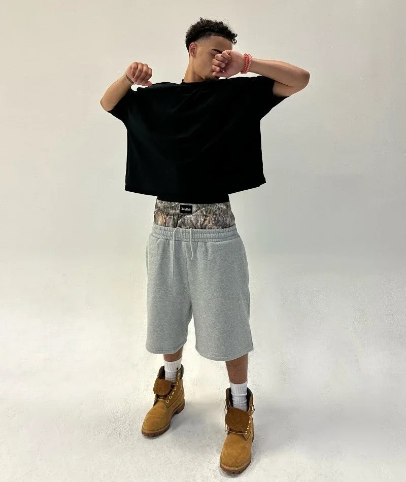 Europa y los Estados Unidos Cross-border retro callejera hip-hop zapatos bordados doble cintura cabeza de diseño sensación falsa dos pantalones casuales sueltos image 10