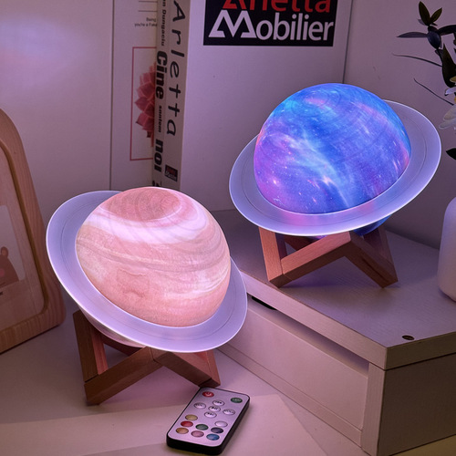 Dreamy Starry Saturn Ring Bluetooth Speaker Subwoofer Cross-border Amazon 3D Night Light Speaker Desk Mini Speaker