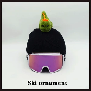Creative Green Plush Dinosaur Cartoon Accessories Detachable Ski Helmet Cover