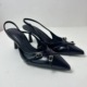 2024 Summer New Black Buckle High Heel Shoes with Pointed One line Buckle Sandals Fashionable and Elegant Single Shoes for Women