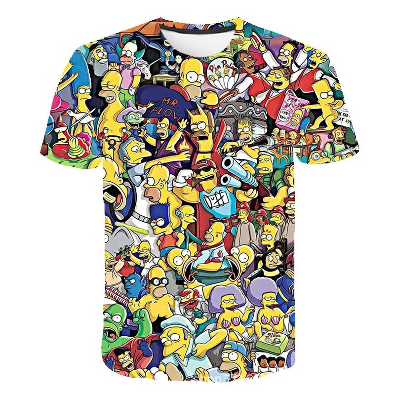 Summer Cross-Border T-Shirt The Simpsons 3D Digital Print Men's Breathable Round Neck Short Sleeve T-Shirt 3D Top Summer Cross-Border T-Shirt The Simpsons 3D Digital Print Men's Breathable Round Neck Short Sleeve T-Shirt 3D Top