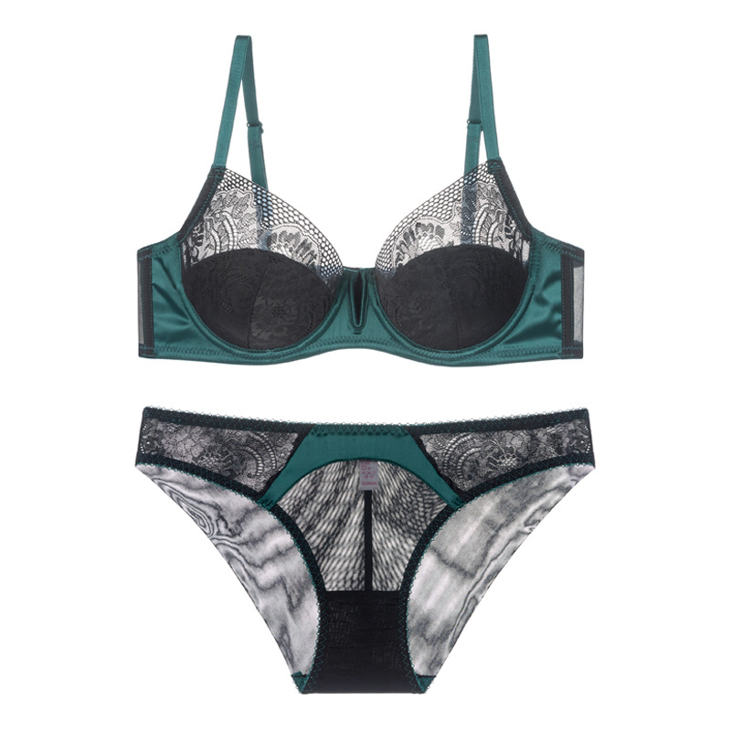 Estilo francés chica delgada taza pura deseo ropa interior push up sexy encaje sujetador traje pequeño pecho especial media taza superior sujetador