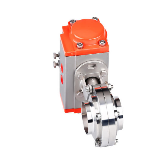 304 stainless steel AT pneumatic actuator quick-installation butterfly valve sanitary horizontal clamp Chuck type quick-opening butterfly valve