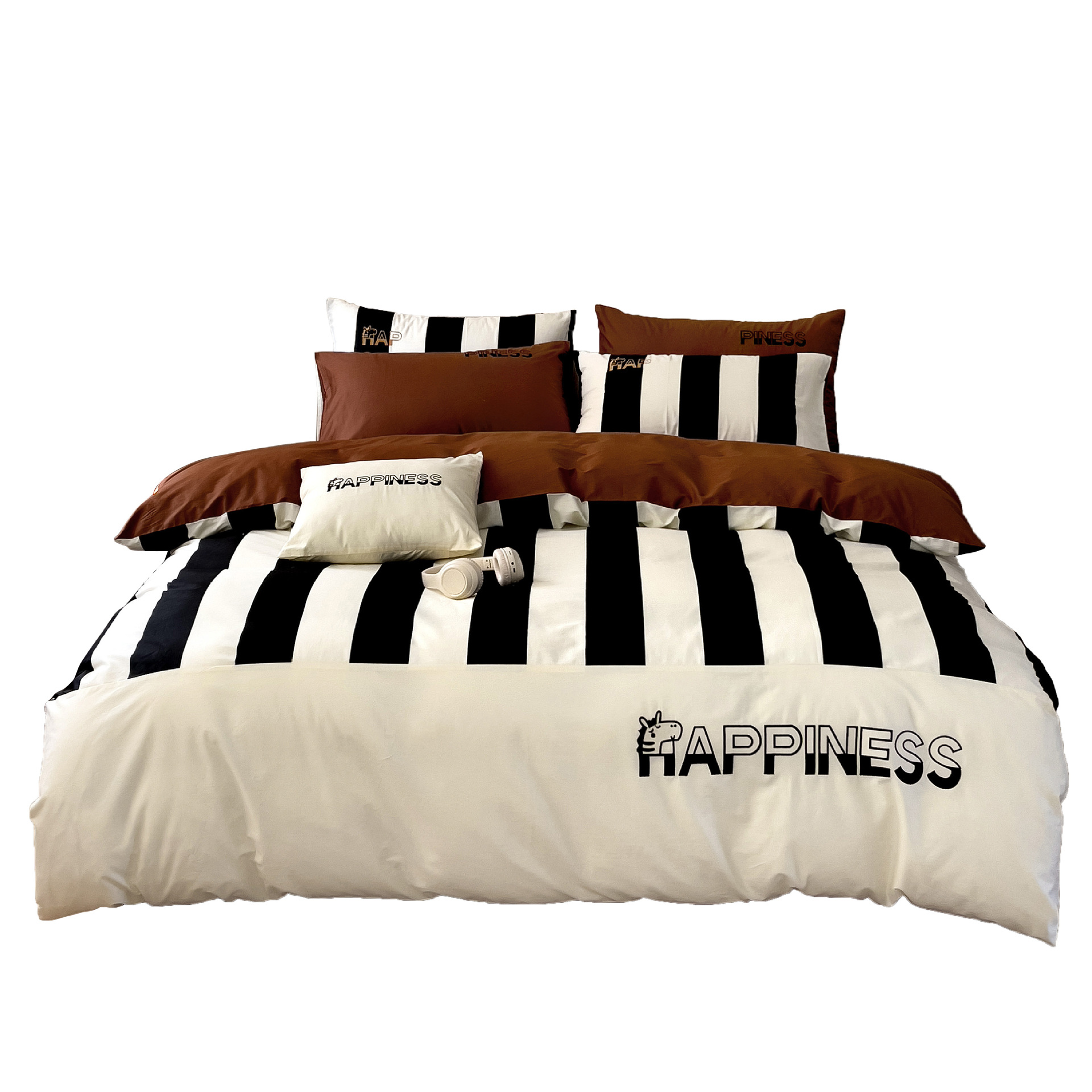 Ensemble de lit trois pièces en pur coton, style nordique français minimaliste rétro classe A, INS Fashion, 4 pièces, housse de couette, drap-housse, pour dortoir_voghion.com