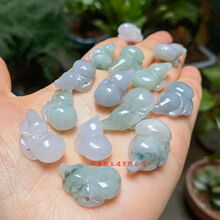 天然翡翠a货宝葫芦戒面diy玉器散珠玉葫芦戒面手编玉戒指半成品