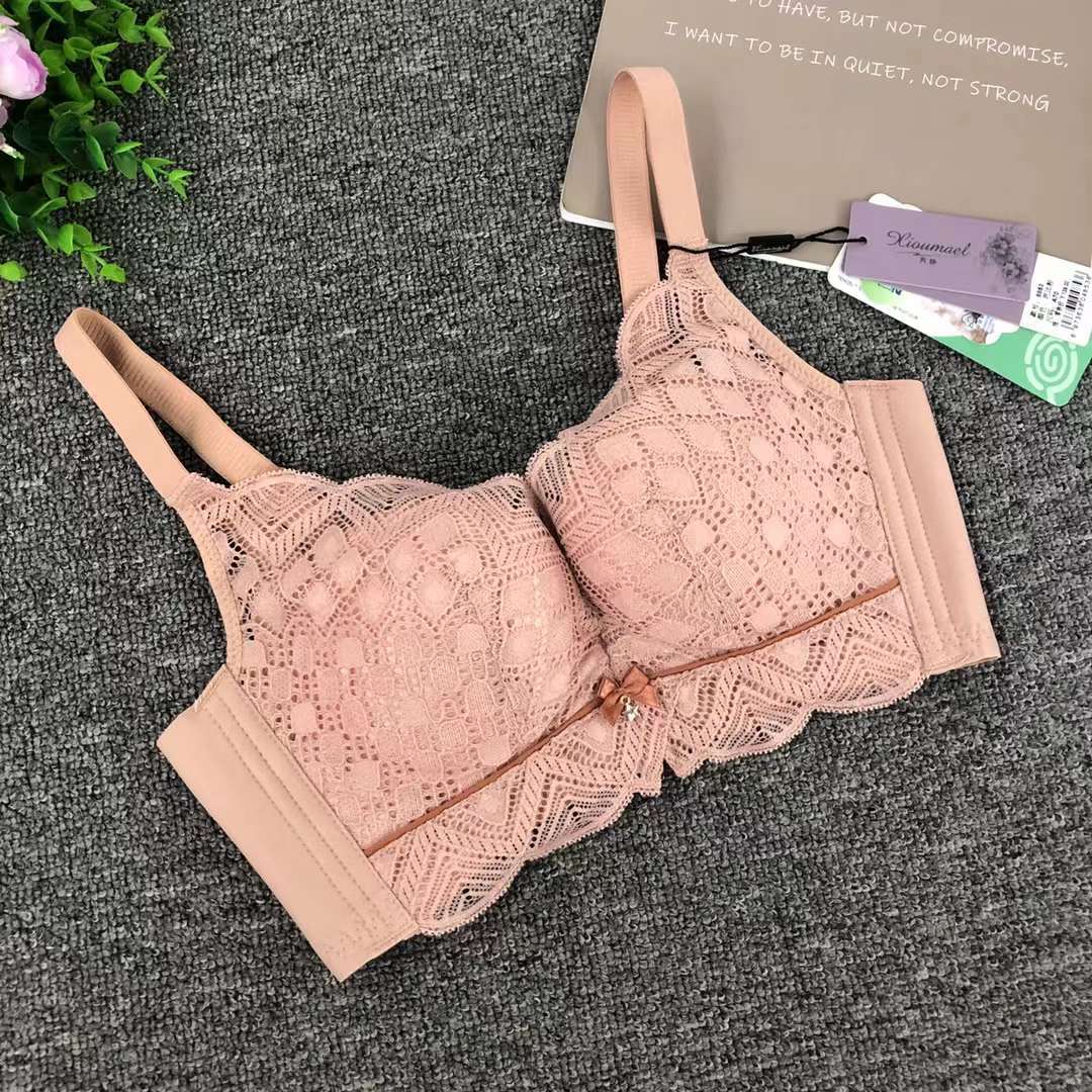 Nuevo sujetador de alta calidad de moda de encaje jacquard transpirable y cómodo ajuste lateral de pecho de cuatro botones ropa interior mujer image 4
