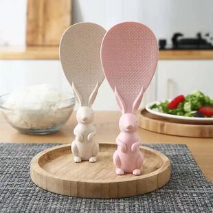 Wheat straw rabbit spoon vertical bunny rice shovel rice cooker rice spoon creative non-stick rice cartoon rice spoon