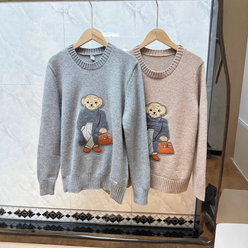 Gray Jacket Casual Embroidered Letter Round Neck Pullover Knitwear 2026 New Spring Fashion High-Quality Designer Cardigan