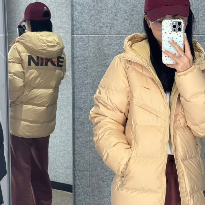 2025 Winter Flat Nylon Cotton Coat Thickened Puffer Jacket Trendy Brand Embroidered Hooded Cotton Coat Men's Loose Cotton Coat
