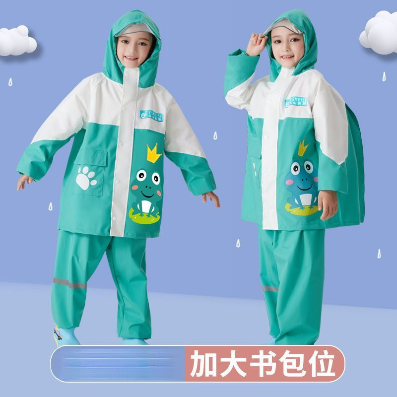 Children's Raincoat and Rain Pants Set, Rainproof, Kindergarten Kidsren, Primary School Students, Male and Female, Middle and Large Kidsren's Split Raincoat