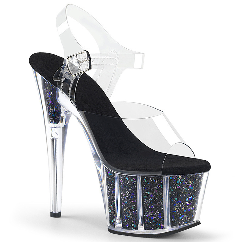 17cm Sexy Sky-High Pole Dancing Shoes with Shiny Large Open Toe, New Cross-Border Bestseller 7inch High-Heeled Sandals