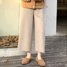 阔腿裤女2023新款龙凤毛呢冬季休闲阔腿裤高腰休闲宽松直筒九分裤