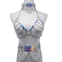 跨境供货商 腰链 胸带 演出拍摄腰带绑带 女士皮革项圈胸罩吊链带