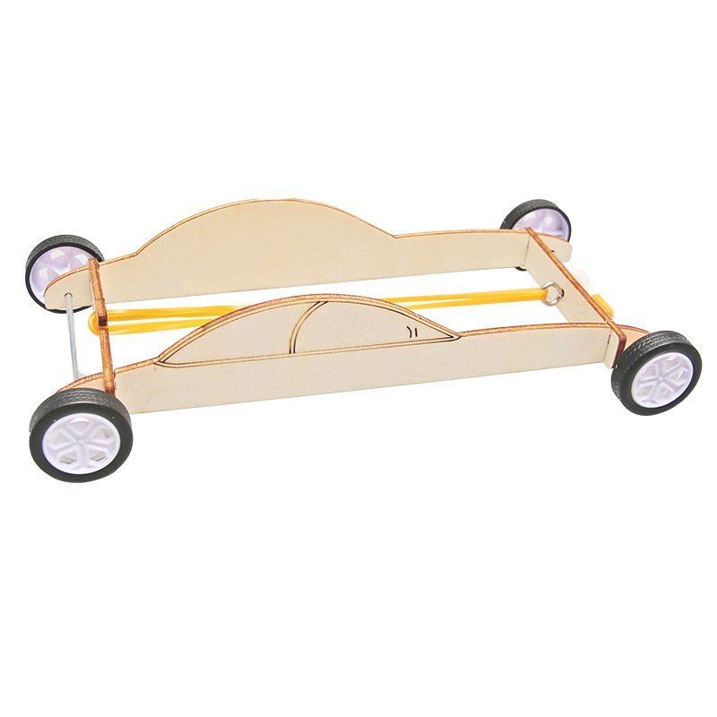 Tecnología pequeña producción DIY banda de goma potencia coche hecho a mano experimento científico invención STEAM educación ayuda