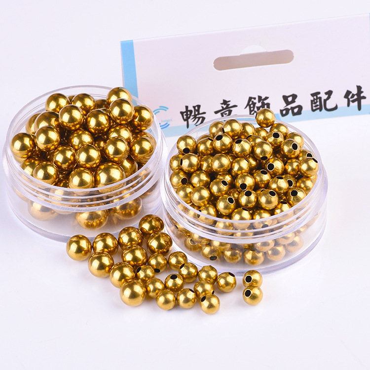 廠家供應黃銅珠實心珠子手鏈項鏈耳飾隔珠3mm4mm飾品配件無縫散珠