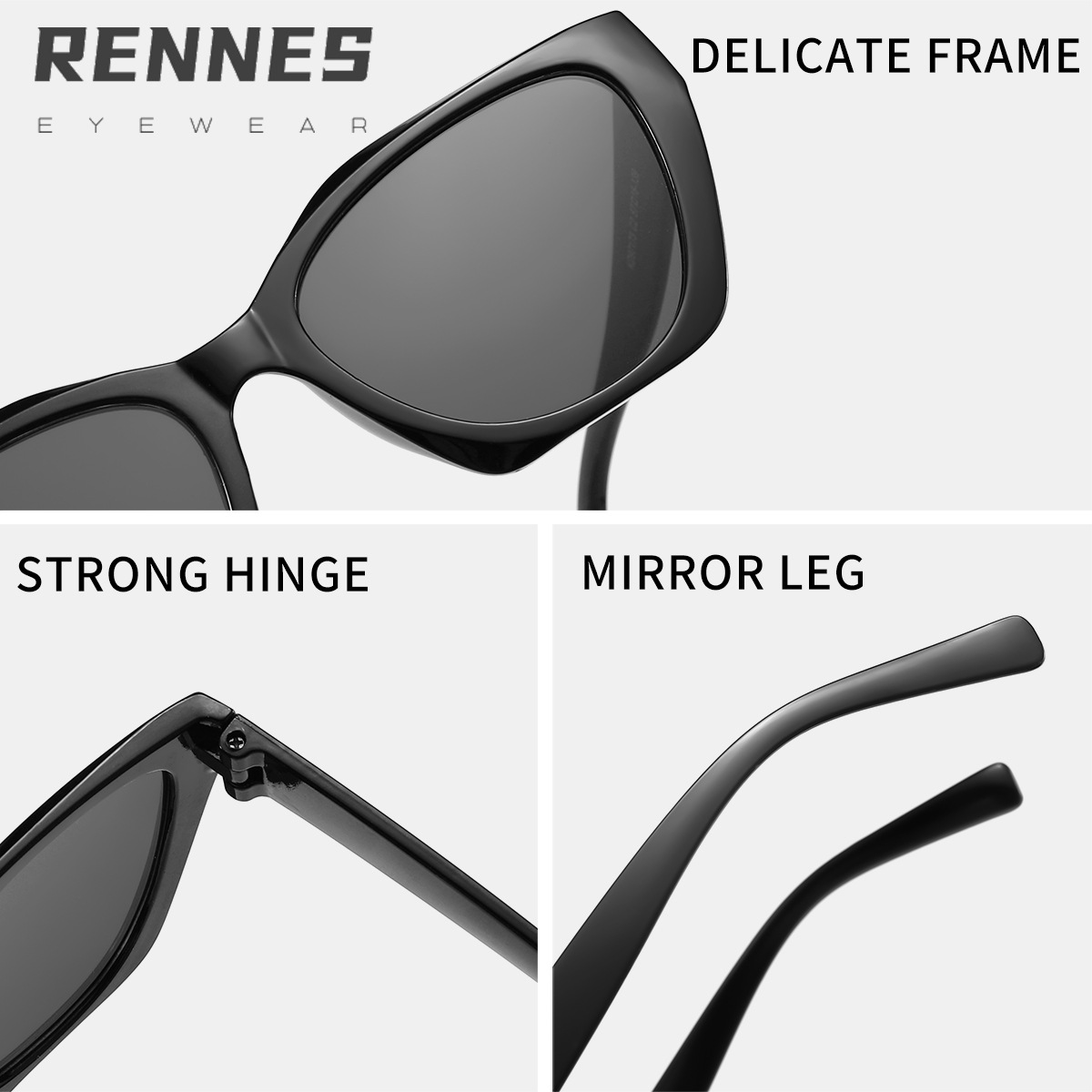 2024 nuevo retro irregular de bordes estrechos de color negro gafas de moda al aire libre protección solar desgaste esencial gafas de sol