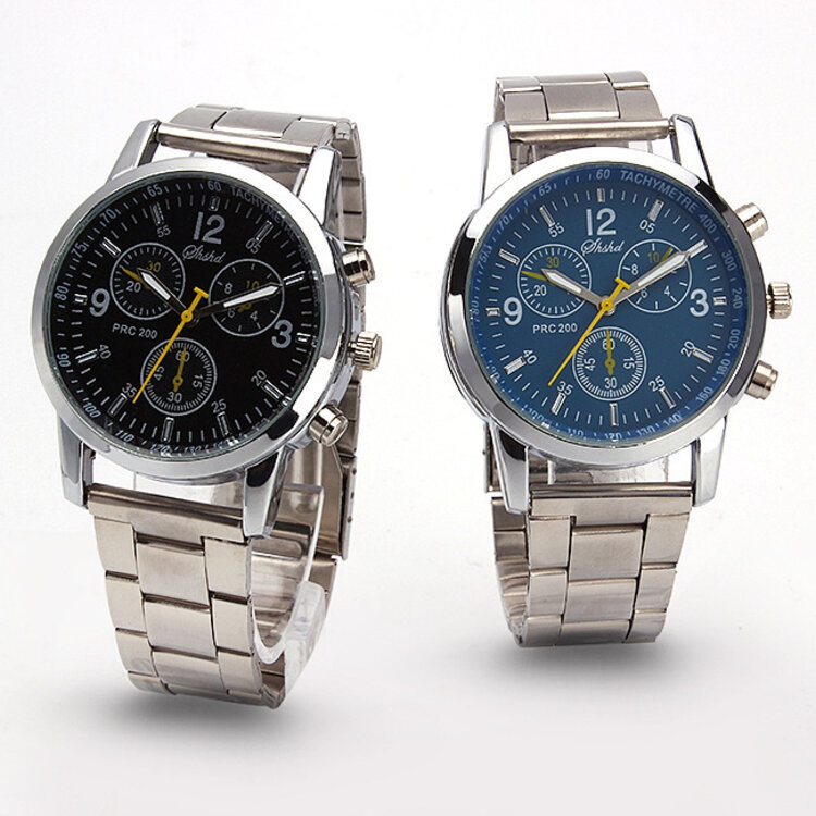 Cross-Border Men's Steel Band Quartz Watch, Popular Model with Three Dials, Fashionable Alloy Men's Watch, Factory Wholesale in Stock Cross-Border Men's Steel Band Quartz Watch, Popular Model with Three Dials, Fashionable Alloy Men's Watch, Factory Wholesale in Stock